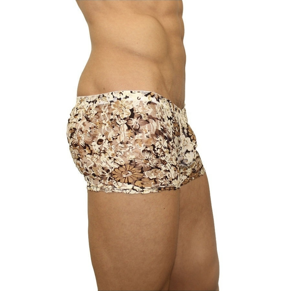 Мужские трусы боксеры бежевые с цветами Romeo Rossi Boxer RR00228