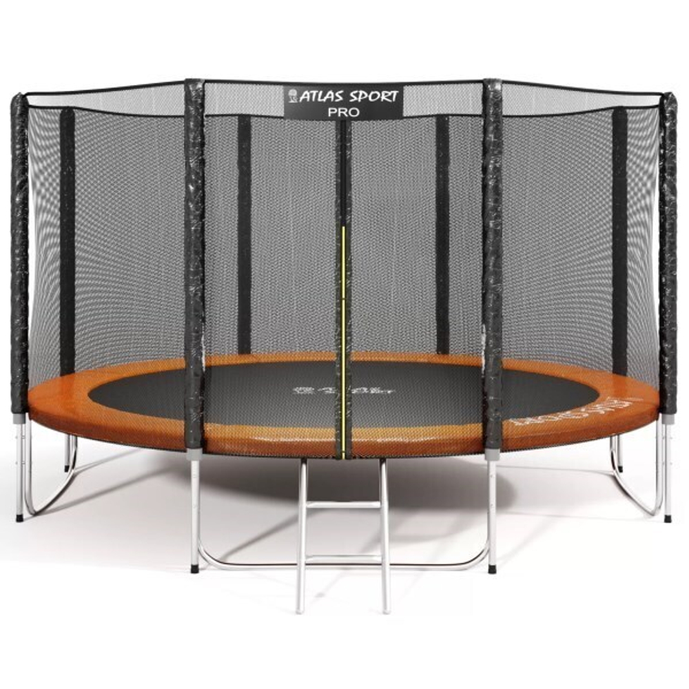 Батут Atlas Sport 374 см - 12ft PRO (усиленные опоры) Orange
