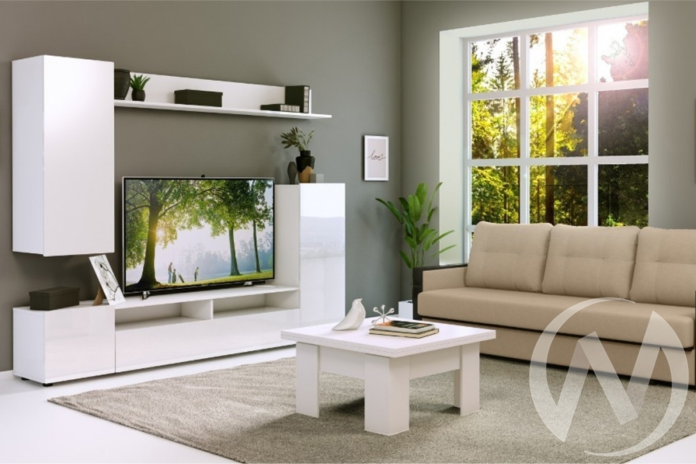 Гостиная Диаманд (белый/белый глянец)