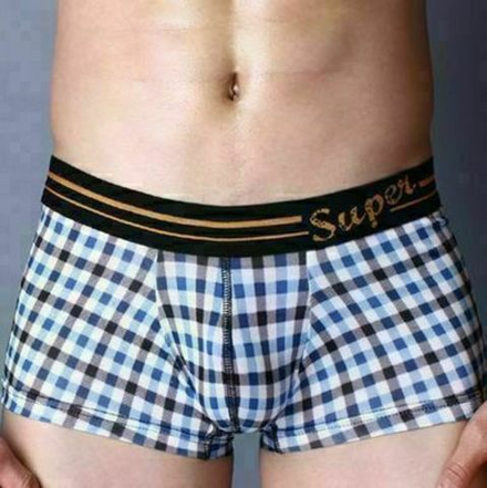 Мужские трусы боксеры в клетку Superbody Blue Plaid Check