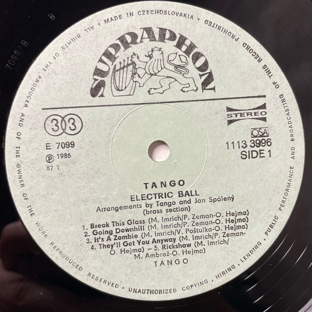 Винтажная виниловая пластинка LP Tango Electric Ball (Чехословакия 1986)