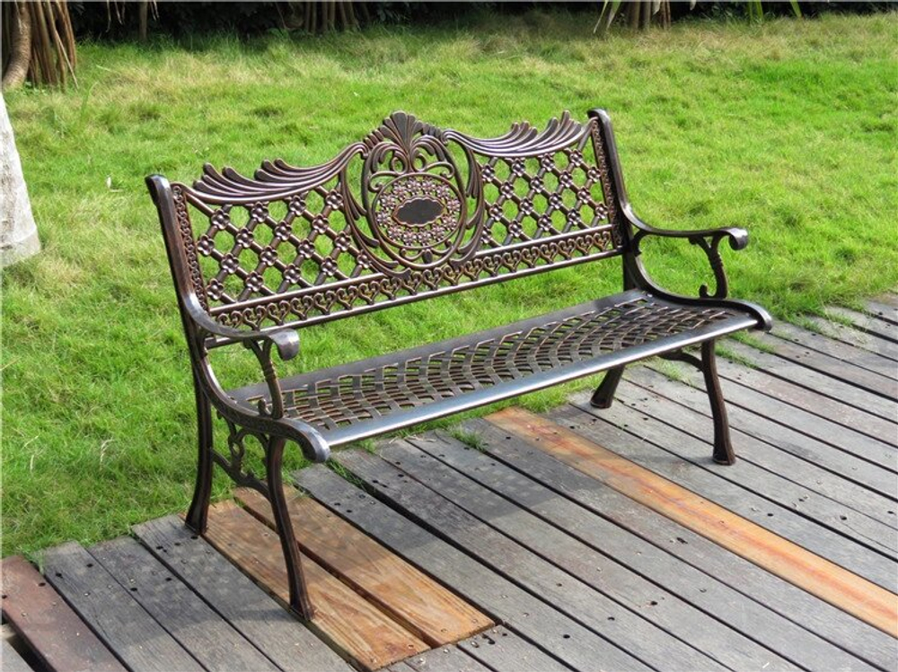 Скамья Rio из литого алюминия для сада, античная бронза