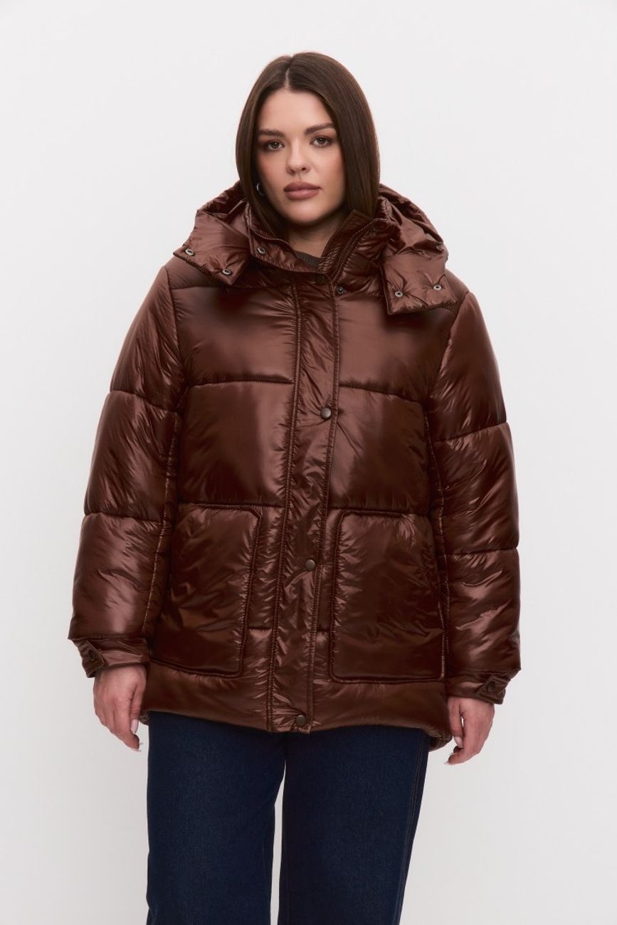 Куртка стеганая удлиненная, шоколад