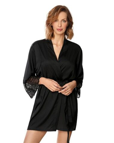 Коротенький халат Zora с поясом (Размер: S) (Цвет: черный)