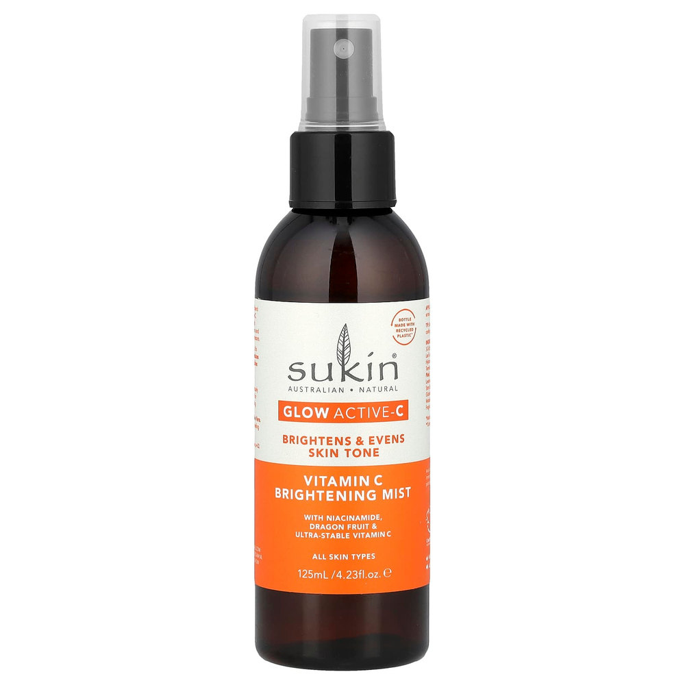 Sukin, Glow Active-C, осветляющий спрей с витамином C, для всех типов кожи, 125 мл (4,23 жидк. Унции)