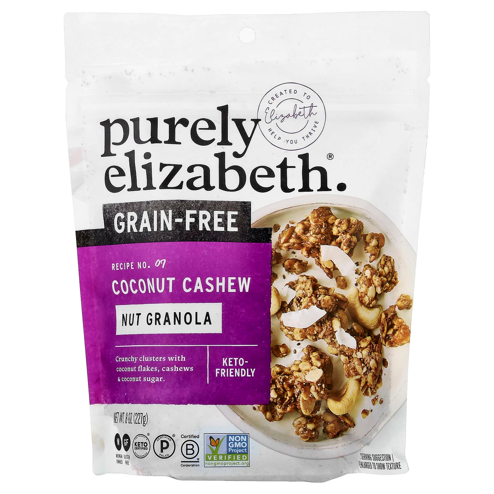 Purely Elizabeth, Keto Granola Clusters, без зерна, кокос и кешью, 227 г (8 унций)