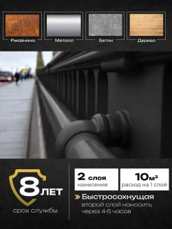 HUSKY KLONDIKE, Краска по металлу черная глянцевая, RAL9005, по ржавчине, антикорозионная, атмосферостойкая, 2,5 л