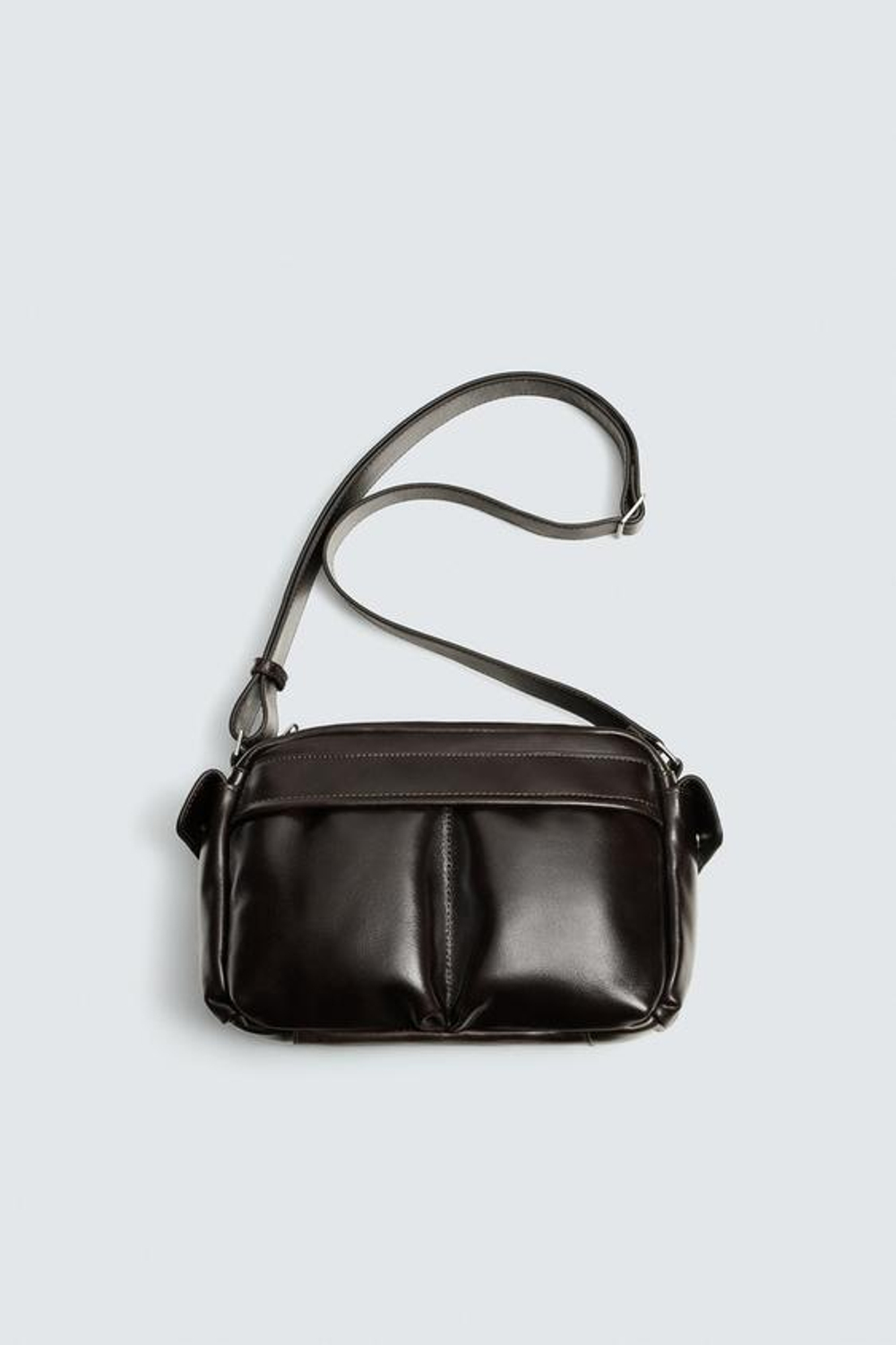 ZARA КОЖАНАЯ СУМКА ЧЕРЕЗ ПЛЕЧО, КОРИЧНЕВЫЙ