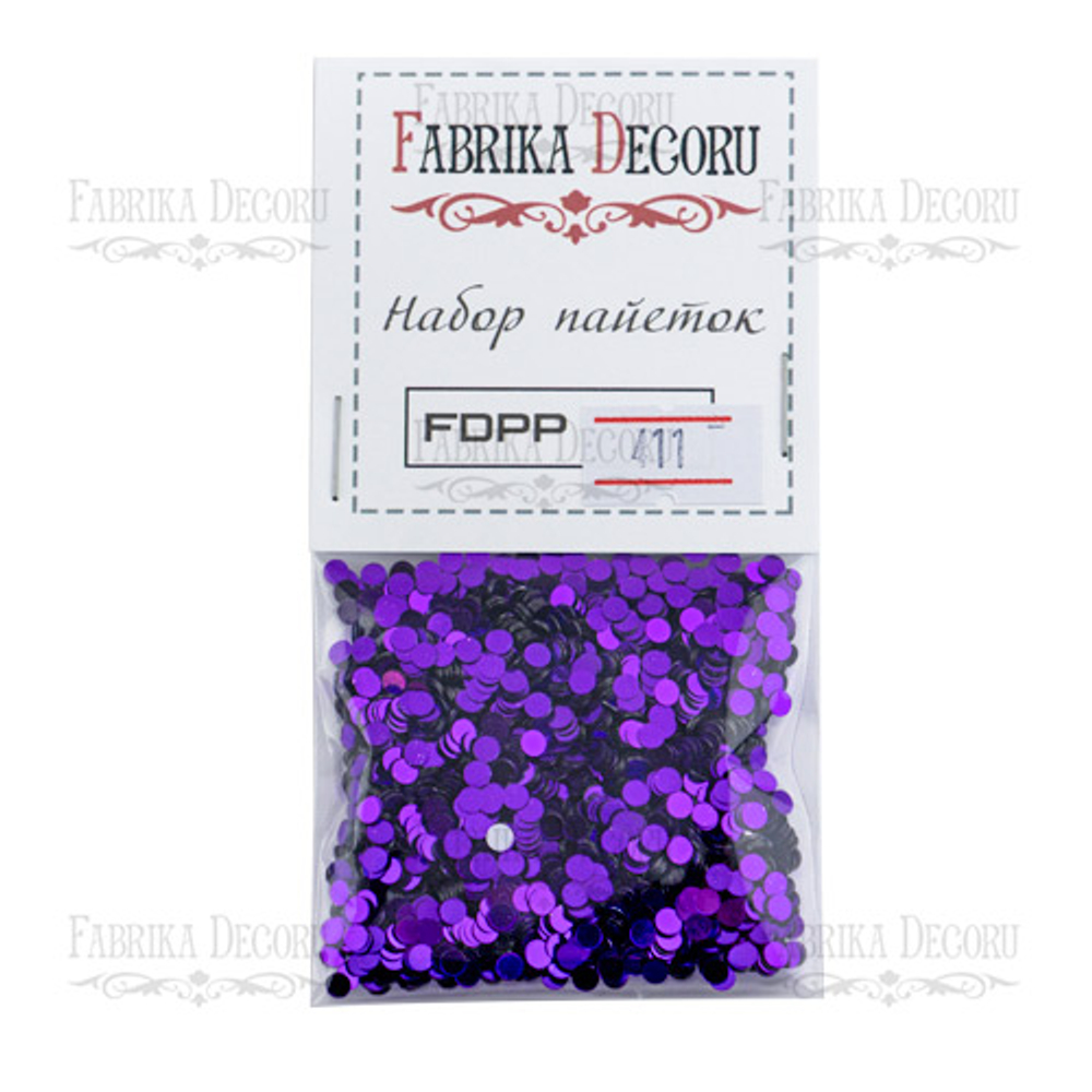 Набор пайеток №411, 4мм, цвет фиолетовый, Fabrika Decoru