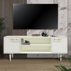 Тумба под ТВ Арт Колор matte 155см Классик Голд Белый опал матовый