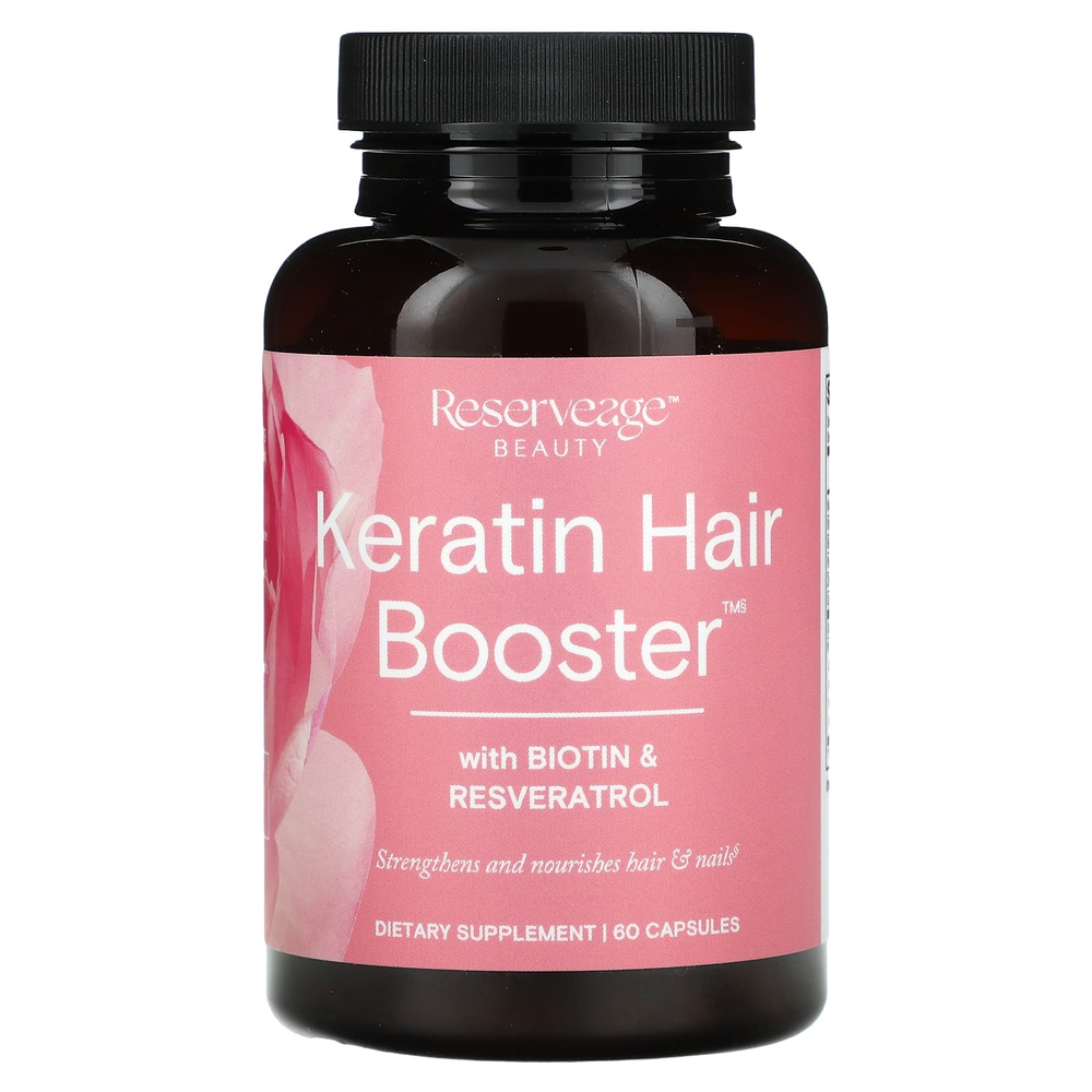 Reserveage Beauty, кератиновое укрепляющее средство для волос с биотином и ресвератролом, 60 капсул