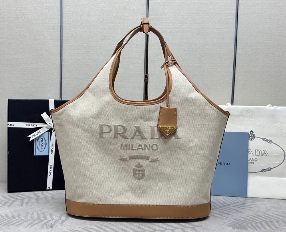 Prada Large Linen Tote Bag 37 cm