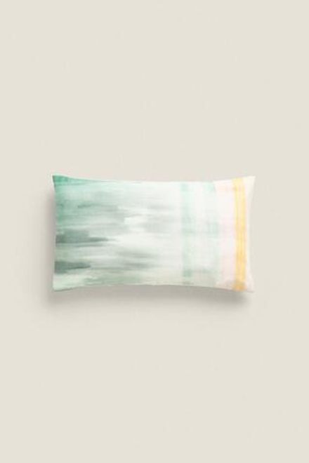 ZARA HOME ЧЕХОЛ ДЛЯ ДЕКОРАТИВНОЙ ПОДУШКИ С ПРИНТОМ ТАЙ ДАЙ, ГОЛУБОЙ