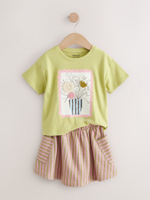 Футболка и юбка в комплекте для девочки Next AG9-822, Розовый, Салатовый