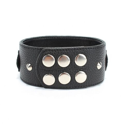 Черный кожаный ошейник с короткими шипами (Цвет: черный)