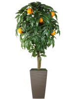 Искусственное дерево Апельсин 150 см в высоком коричневом кашпо 46 см