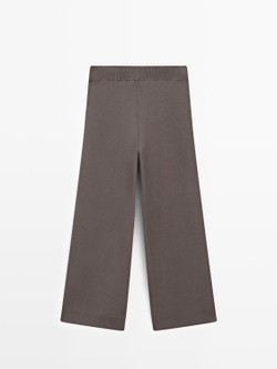 Massimo Dutti Вязаные брюки с ребристой отделкой, коричневый