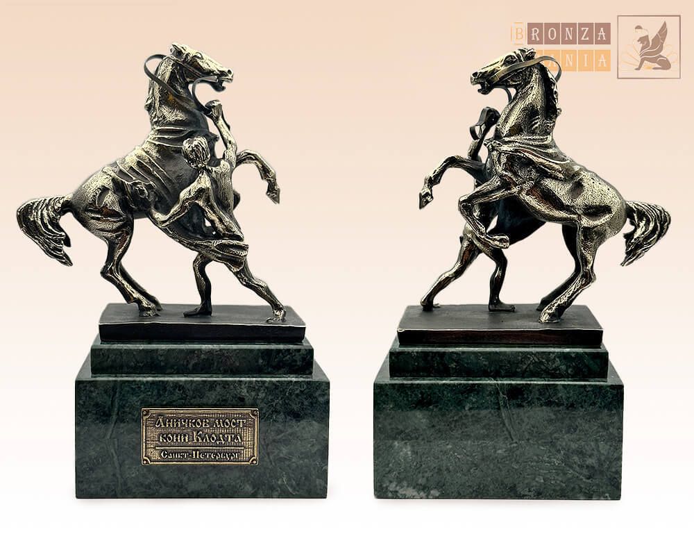 статуэтка Аничков мост на змеевике, кони Клодта (вариант 2)