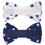 Заколки для волос НАБОР 4 шт., 5х2,5 см, зажим, с бантиком, синий, белый в горошек, MONTE VITA, 457108