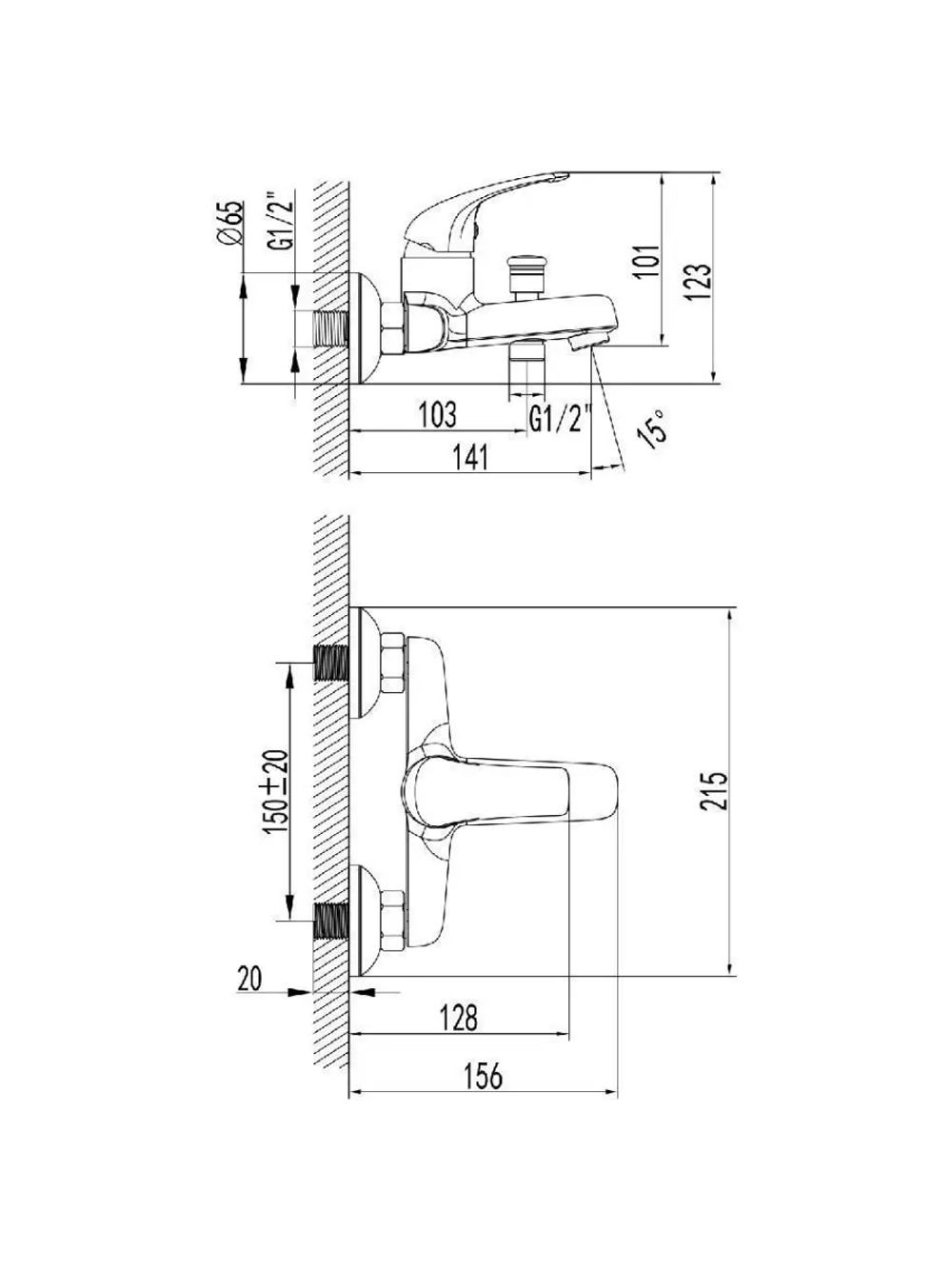 Душевая система с тропическим душем и смесителем