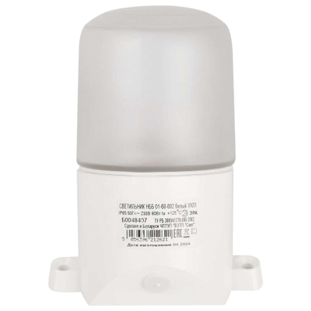Светильник ЭРА НББ 01-60-002 для бани и сауны полиамид/стекло наклонный IP65 E27 max 60Вт белый НПБ400 термостойкий | Светильники ЖКХ РБ