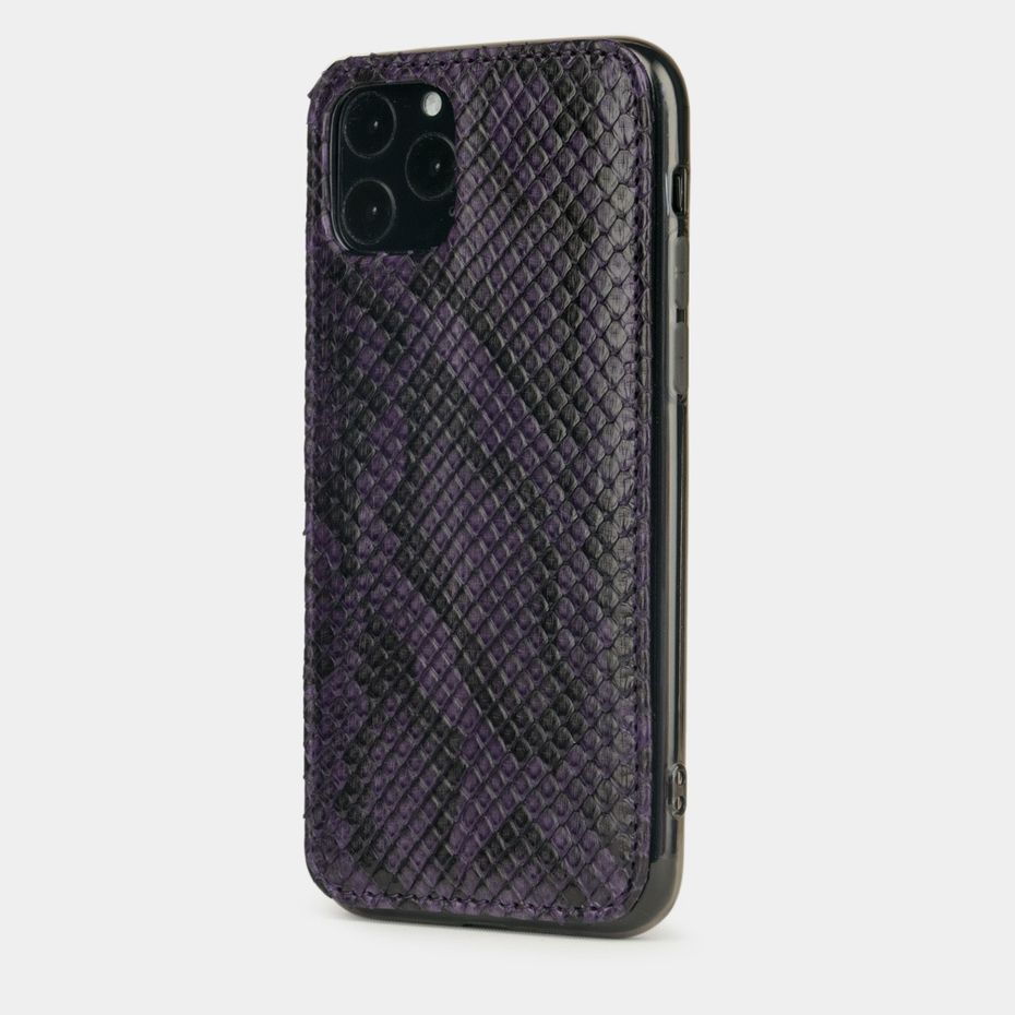 Чехол-накладка для iPhone 11 Pro Max из натуральной кожи питона, фиолетового цвета