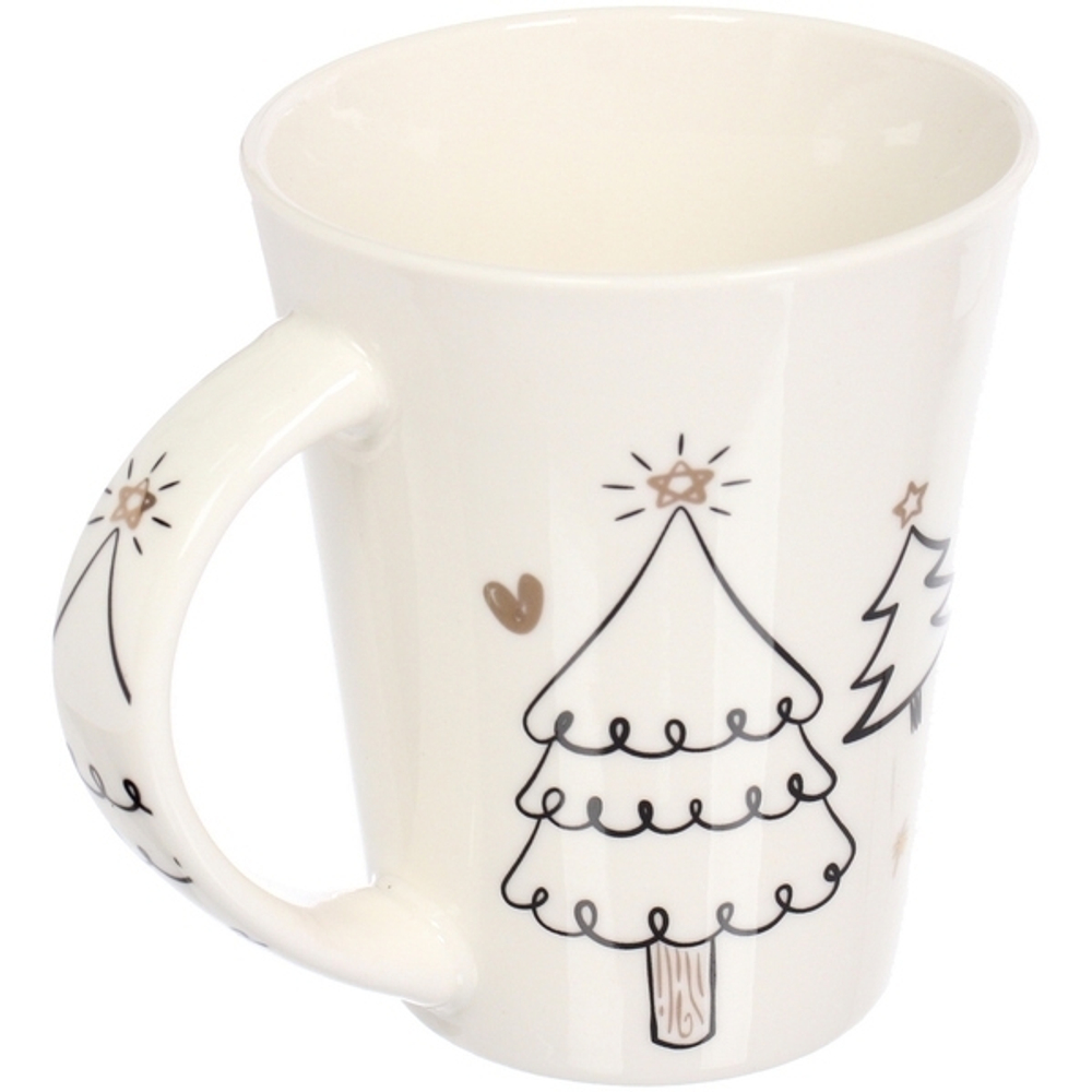 Кружка керамическая 380мл «Ёлки золотые», микс 4рисунка