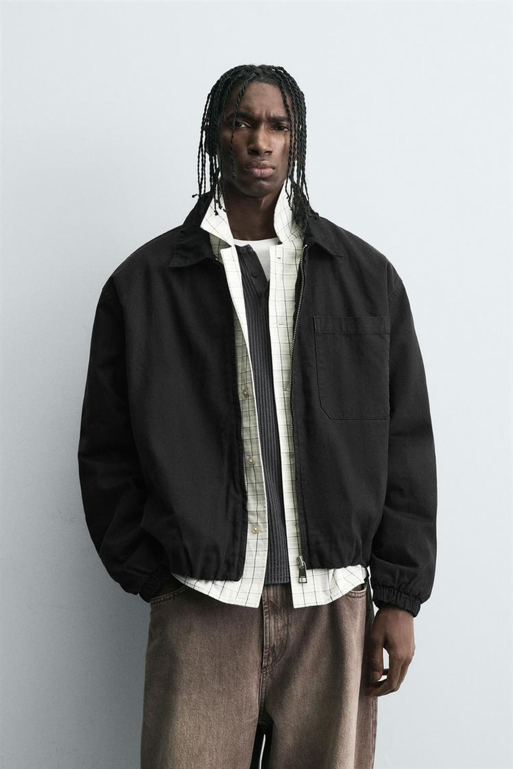 ZARA КУРТКА СВОБОДНОГО КРОЯ НА МОЛНИИ, ЧЕРНЫЙ