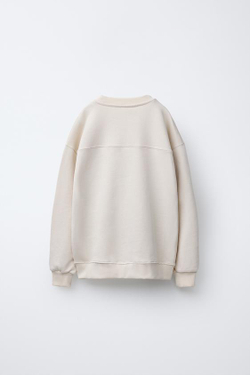 ZARA ТОЛСТОВКА С ПРИНТОМ, ЭКРЮ