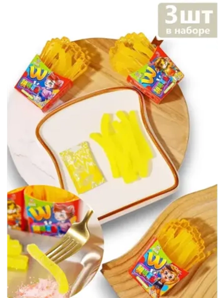 Жевательный мармелад Картофель Фри с шипучкой 65 г * 3 шт