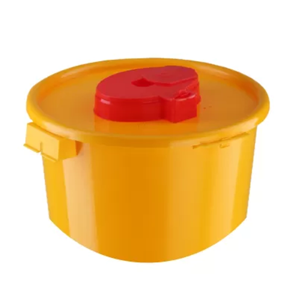Контейнер для утилизации игл и острого инструмента КМ-Проект класс Б 6 л, высота 264 мм желтый одноразовый