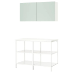 Комбинация для ванной - IKEA ENHET, 123х63.5х207 см, белый/серо-зеленый, ЭНХЕТ ИКЕА