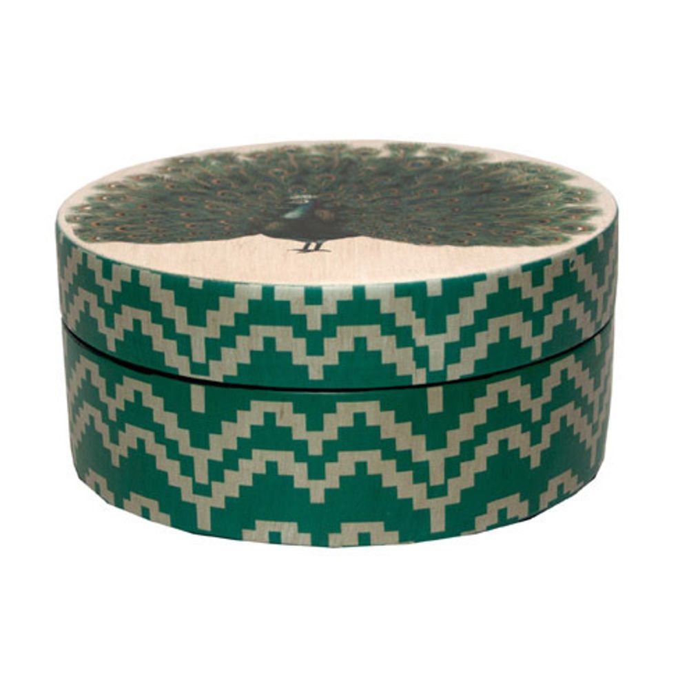 Шкатулка круглая "Павлин"