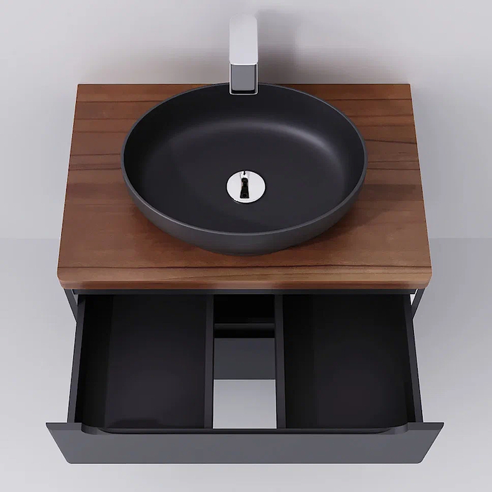 Тумба с раковиной Jorno Wood 80 см wood.01.80/P/GR серая