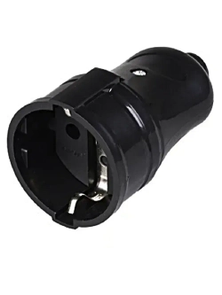 Розетка для удлинителя одинарная переносная с заземление 16А 220В чёрная