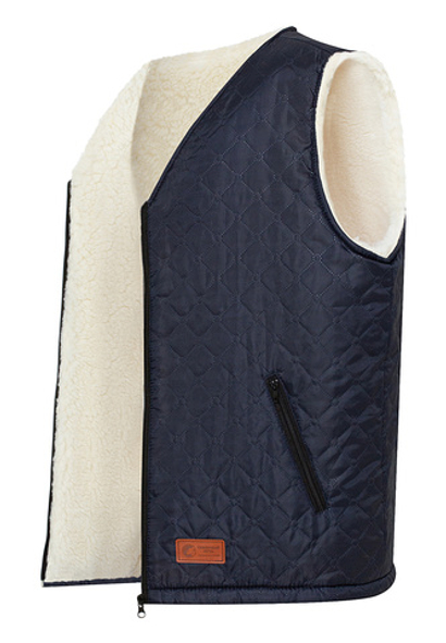 Жилет «Лад» для дома на меху из натуральной овечьей шерсти (Темно-синий)