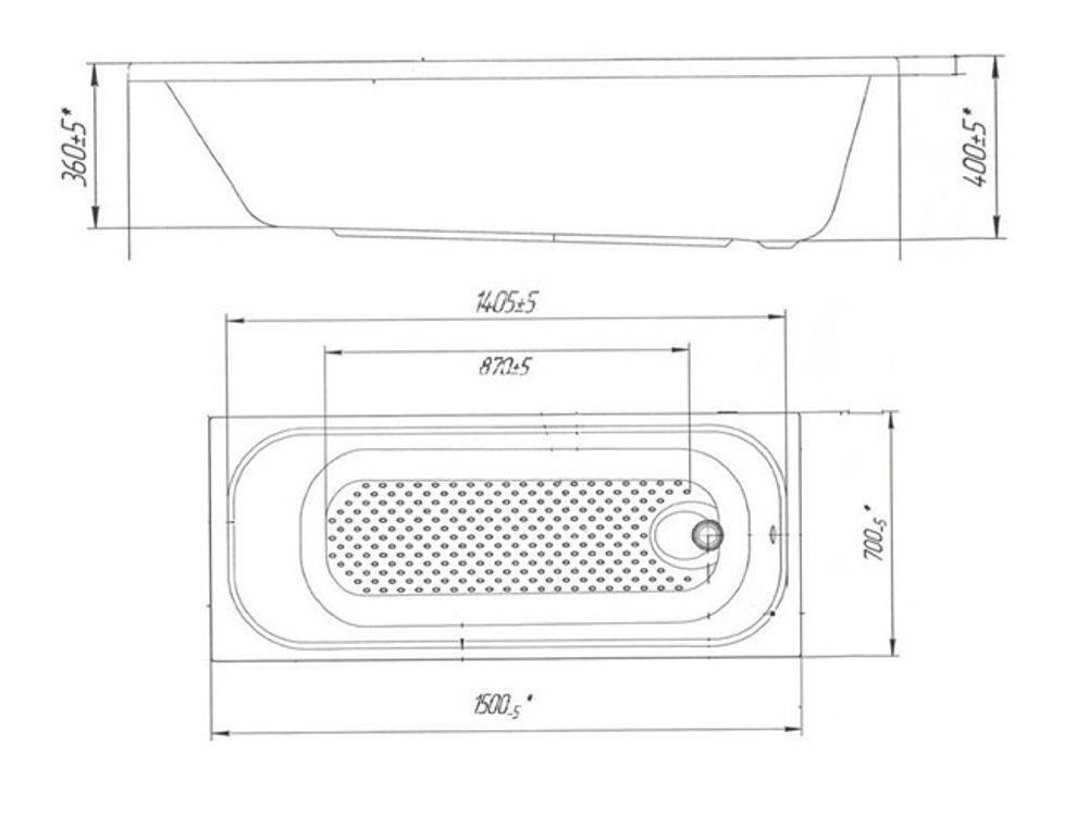 Ванна прямоугольная BUILD NEW 150x70