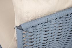 "Фиджи" диван 3-местный плетеный из роупа, каркас алюминий темно-серый (RAL7024) муар, роуп синий (KT18-0014) 15 мм tex, ткань Mossle бежевая