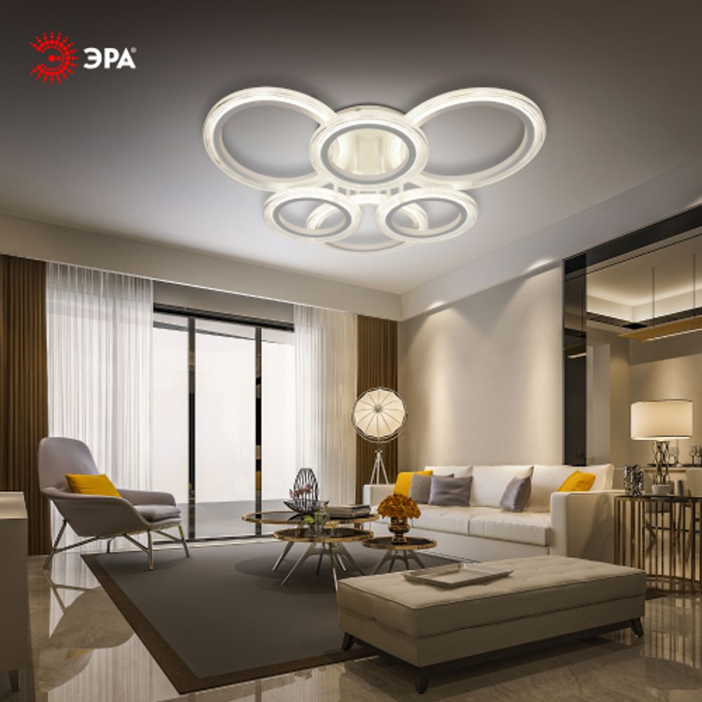 Светильник потолочный светодиодный ЭРА Модерн Ring CLL-1-90W 3K-6,5K RC WH с ДУ белый | Светильники SPB-6 с ДУ