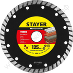 STAYER TURBO 125 мм (22.2 мм, 7х2.4 мм), алмазный диск, PROFESSIONAL (3662-125)