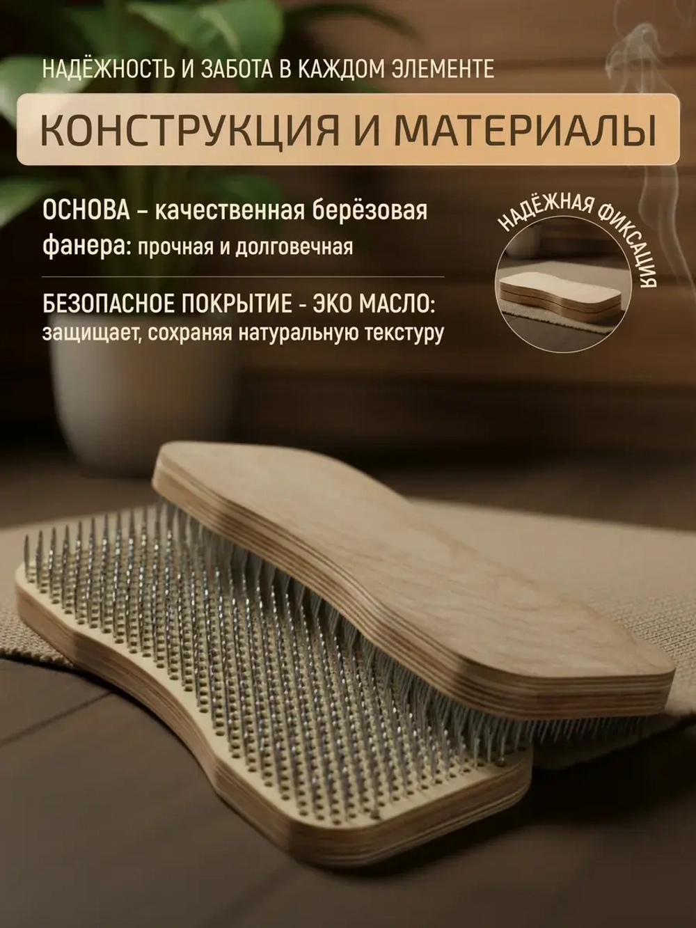 Доска Садху складная с гвоздями, шаг 8 мм для начинающих