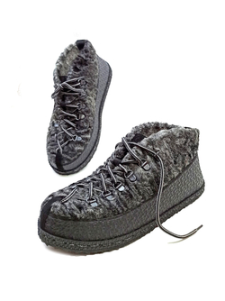 Ботинки из натурального каракуля "Gray melange"