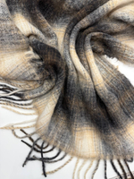 Купон альпака с мохером, шерстью и п/а в песочно-коричневую клетку