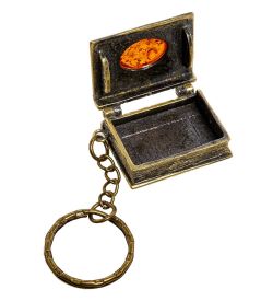 AM-2072 Брелок «Книга Тайн» (латунь, янтарь)