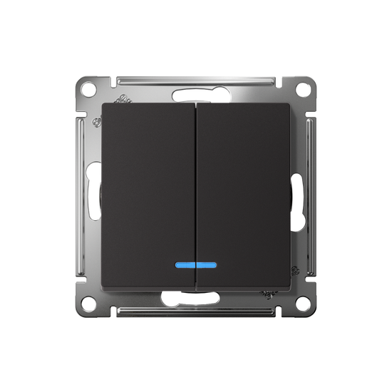 Выключатель 2-кл. СП AtlasDesign 10А IP20 (сх. 5а) 10AX с подсветкой механизм карбон SE ATN001053