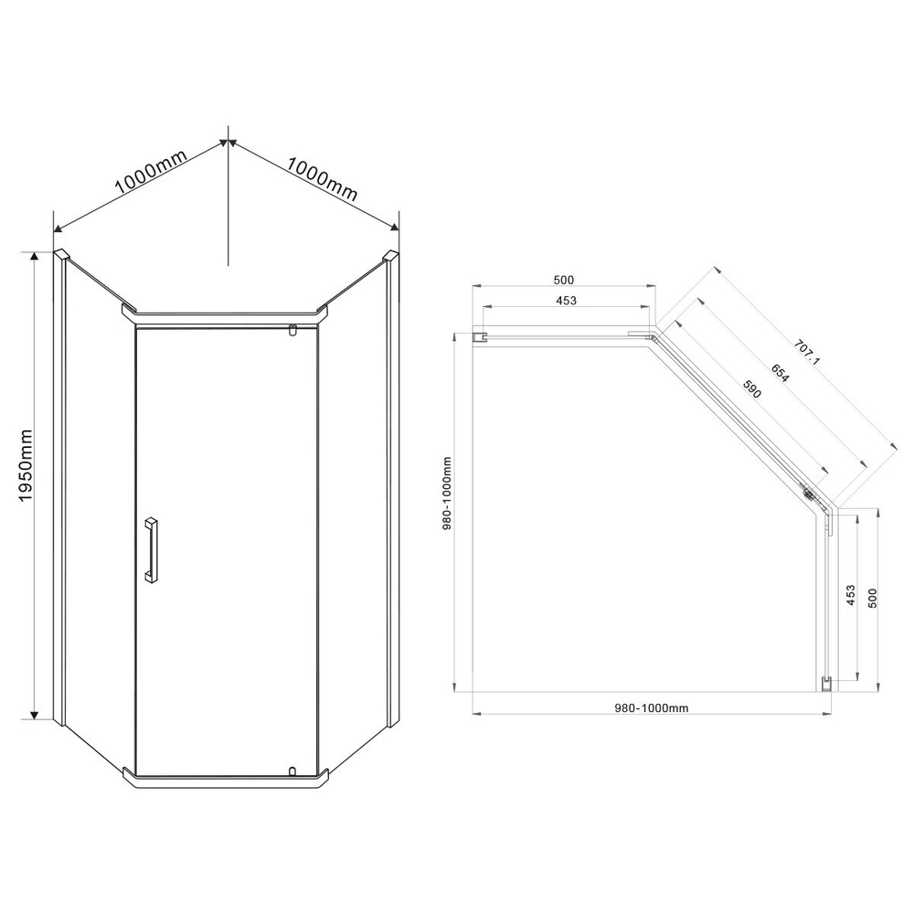 Душевой уголок Stresa VSP-1S100CLB, 1000*1000, черный, стекло прозрачное , , шт