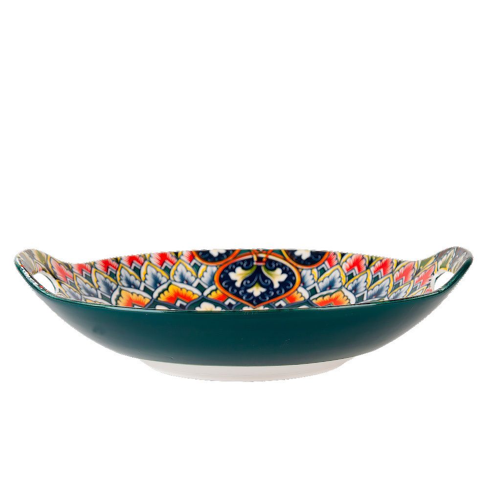 Блюдо с ручками " " (зеленый) 22,5х20.5х4,5см (min9) (транспортная упаковка)