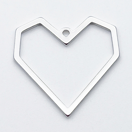 Подвеска Сердце, цвет серебро (родий), размер 22*22 мм, цена за 1 шт