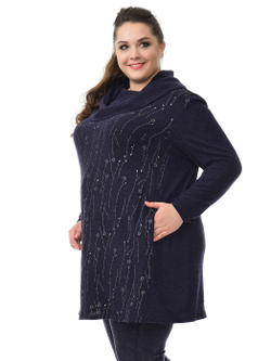 Туника Ангора тёмно-синяя, воротник-хомут