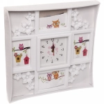 Фоторамка-коллаж 42*43см «Вьюнок», цвет белый, на 4 фото, пластик, с часами